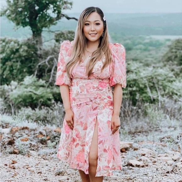 showpo pink floral dress Brailey Mini Dress